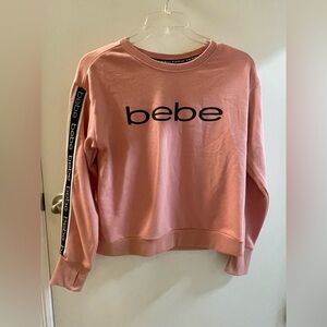 bebe Sport Logo Tape Pullover Sweatshirt - Pink / Medium